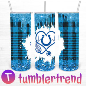 Indianapolis Colts Heart Stethoscope 20oz Skinny, Indianapolis Colts Skinny, NFL Skinny Straight, Nurse Sport Skinny Straight, Full Tumbler Wrap, Png Digital File