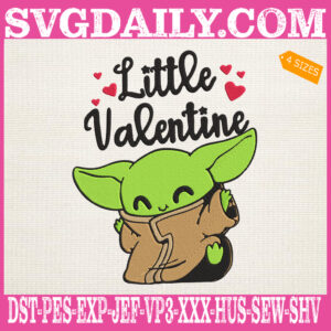 Little Valentine Baby Yoda Embroidery Files, Yoda Happy Valentine’s Day Embroidery Machine, Heart Embroidery Design Instant Download