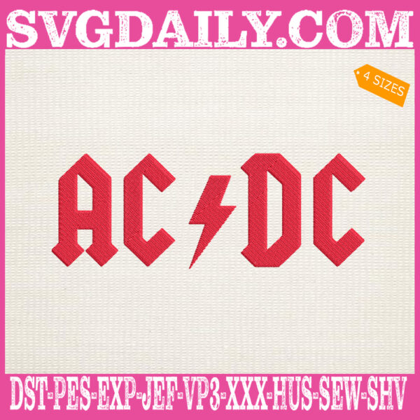 ACDC Band Logo Embroidery Design, ACDC Embroidery Design, ACDC Rock Embroidery Design, Rock Band Embroidery Design