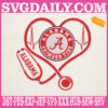 Alabama Crimson Tide Heart Stethoscope Embroidery Files, NCAA Embroidery Design, Nurse Sport Machine Embroidery Pattern
