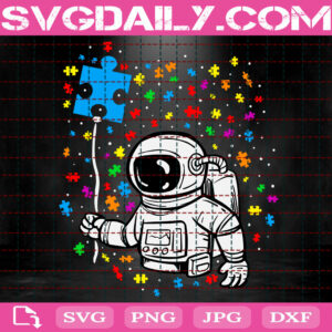 Astronaut Balloon Autism Space Svg, Autism Svg, Autism Awareness Svg, Color Puzzle Svg, Puzzle Piece Svg, Autism Month Svg, Instant Download