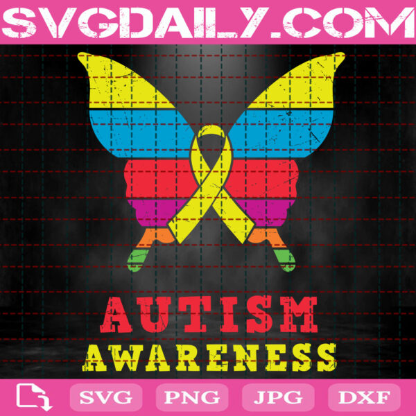 Autism Butterfly Svg, Autism Svg, Autism Awareness Svg, Autism Ribbon Svg, April Autism Month Svg, Download Files