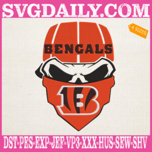 Bengals Skull Embroidery Files, Bengals Football Embroidery Machine, NFL Embroidery Design Instant Download