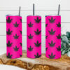 Black Pink Weed 20oz Tumbler Skinny, Cannabis Skinny Straight, Marijuana Skinny Straight, Full Tumbler Wrap