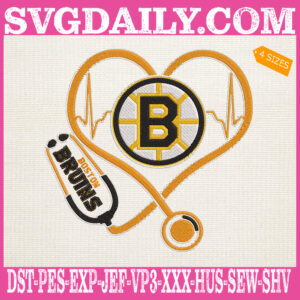 Boston Bruins Heart Stethoscope Embroidery Files, Hockey Teams Embroidery Design, NHL Embroidery Machine, Nurse Sport Machine Embroidery Pattern