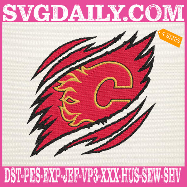 Calgary Flames Embroidery Design, Flames Embroidery Design, Hockey Embroidery Design, NHL Embroidery Design, Embroidery Design