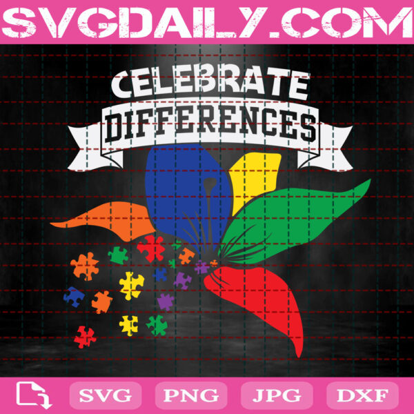 Celebrate Differences Svg, Autism Puzzle Svg, Autism Svg, Color Puzzle Svg, Puzzle Piece Svg, Autism Month Svg, Instant Download
