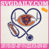 Chicago Bears Heart Stethoscope Embroidery Files, Football Teams Embroidery Design, NFL Embroidery Machine, Nurse Sport Machine Embroidery Pattern