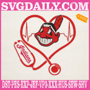 Cleveland Indians Nurse Stethoscope Embroidery Files, Baseball Embroidery Design, MLB Embroidery Machine, Nurse Sport Machine Embroidery Pattern
