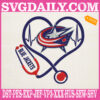 Columbus Blue Jackets Heart Stethoscope Embroidery Files, Hockey Teams Embroidery Design, NHL Embroidery Machine, Nurse Sport Machine Embroidery Pattern