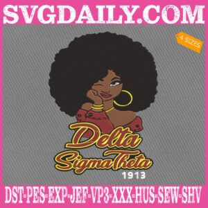 Delta Afro Woman Embroidery Files, DST Afro Hair Embroidery Machine, Delta Sigma Theta Embroidery Design Instant Download