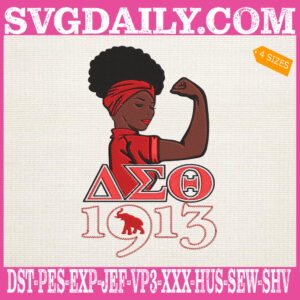 Delta Sigma Theta 1913 Embroidery Files, 1913 Elephant Embroidery Machine, African American Embroidery Design Instant Download