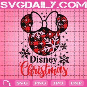 Disney Christmas Svg, Minnie Plaid Svg, Disney Plaid Svg, Minnie Snowflake Head Svg, Minnie Christmas Svg, Svg Png Dxf Eps AI Instant Download