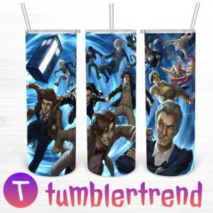 Doctor Who Anime 20oz Tumbler Skinny, Doctor Who Characters 20oz Skinny Straight, Anime Full Tumbler Wrap, Png Digital File