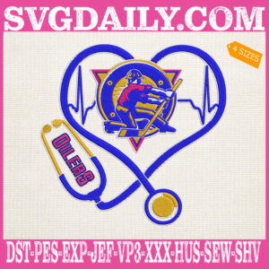 Edmonton Oilers Heart Stethoscope Embroidery Files, Hockey Teams Embroidery Design, NHL Embroidery Machine, Nurse Sport Machine Embroidery Pattern