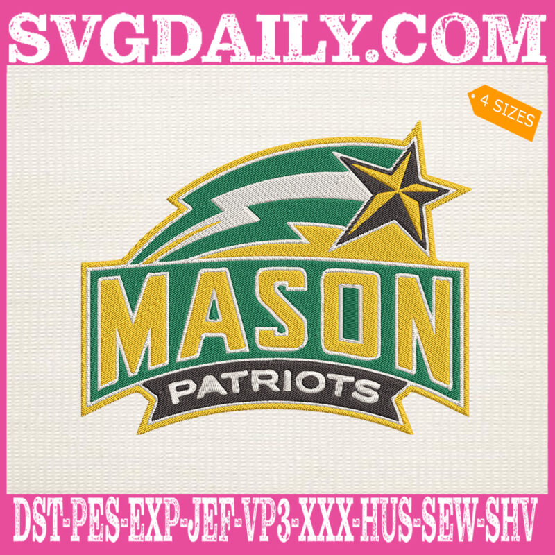 Mason Patriots Embroidery Machine, Sport Team Embroidery Files