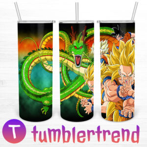Goku With Dragon 20oz Tumbler Skinny, Dragon Ball 20oz Skinny Straight, Japanese Cartoon Skinny Straight, Dragon Full Tumbler Wrap