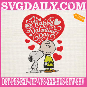 Happy Valentines's Day Embroidery Files, Snoopy Kissing Charlie Embroidery Machine, Peanuts Love Day Embroidery Design Instant Download