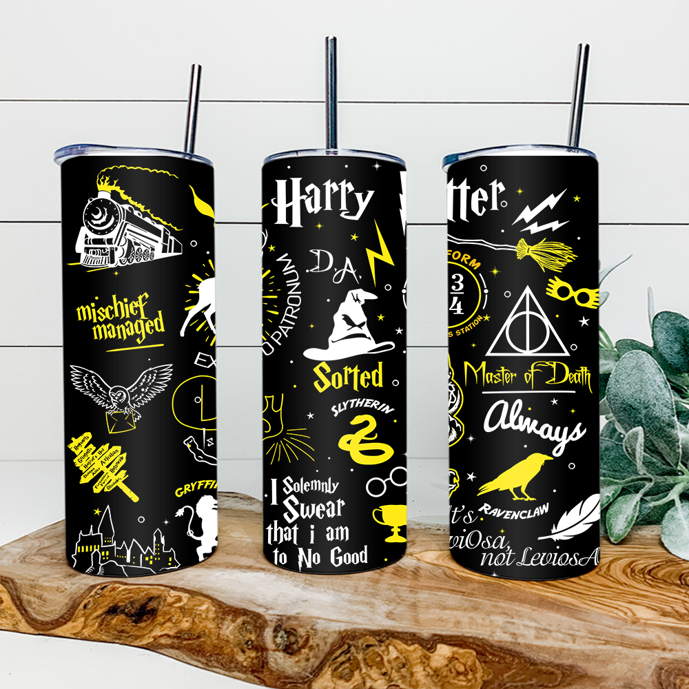 Harry Potter 20oz Tumbler Skinny Wizard World Skinny Straight Hogwarts Skinny Straight Tumbler Wrap Potter Full Tumbler Wrap