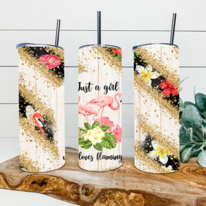Just A Girl Who Loves Flamingos 20oz Tumbler Skinny, Cute Girl 20oz Skinny Straight, Flamingos Lover Skinny Straight