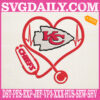 Kansas City Chiefs Heart Stethoscope Embroidery Files, Football Teams Embroidery Design, NFL Embroidery Machine, Nurse Sport Machine Embroidery Pattern