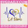 LA Rams Heartbeat Blue And Yellow Embroidery Files, Los Angeles Rams Embroidery Machine, Rams Football Embroidery Design Instant Download