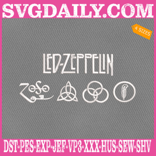Led Zeppelin Embroidery Design, Led Zeppelin Rock Band Embroidery Design, Led Zeppelin Band Logo Embroidery Design, Rock Band Embroidery Design