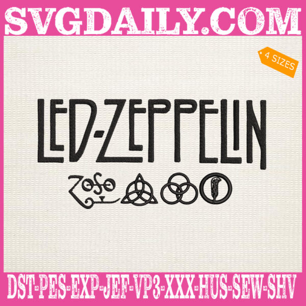 Led Zeppelin Embroidery Design, Led Zeppelin Rock Band Embroidery Design, Led Zeppelin Logo Embroidery Design, Rock Band Embroidery Design