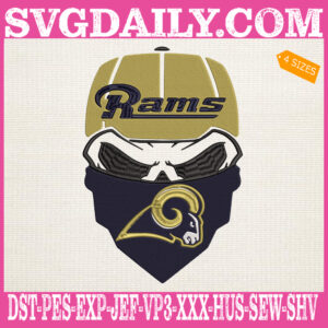 Los Angeles Rams Skull Embroidery Files, Football NFL Embroidery Machine, LA Rams Skull Embroidery Design Instant Download