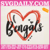 Love Bengals Embroidery Files, Bengals Heart Embroidery Machine, Cincinnati Bengals Embroidery Design Instant Download
