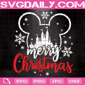 Merry Christmas Castle Svg, Disney Christmas Svg, Disney Xmas Trip Svg, Mickey Head Svg, Disney Svg, Svg Png Dxf Eps AI Instant Download