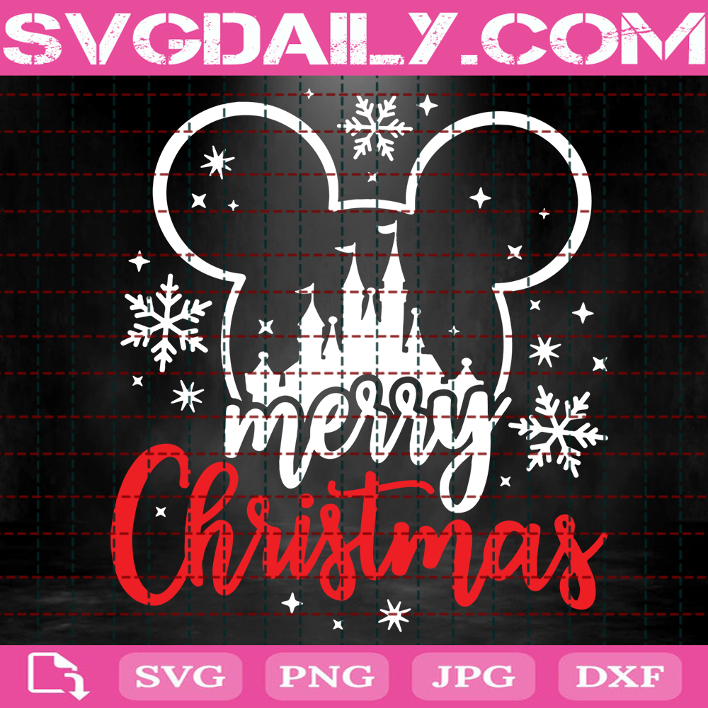 Merry Christmas Castle Svg Disney Christmas Svg Disney Xmas Trip Svg Mickey Head Svg Disney Svg Svg Png Dxf Eps AI Instant Download