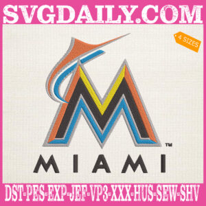 Miami Marlins Logo Embroidery Machine, Baseball Logo Embroidery Files, MLB Sport Embroidery Design, Embroidery Design Instant Download