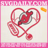 New Jersey Devils Heart Stethoscope Embroidery Files, Hockey Teams Embroidery Design, NHL Embroidery Machine, Nurse Sport Machine Embroidery Pattern
