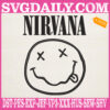 Nirvana Smiley Face Embroidery Design, Nirvana Smiley Embroidery Design, Rock Band Embroidery Design, Nirvana Rock Band Embroidery Design