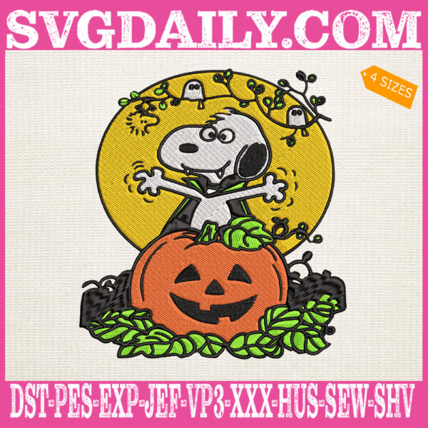 Peanuts Snoopy With Halloween Embroidery Files, Snoopy Pumpkin Halloween Embroidery Machine, Pumpkin Embroidery Design Instant Download