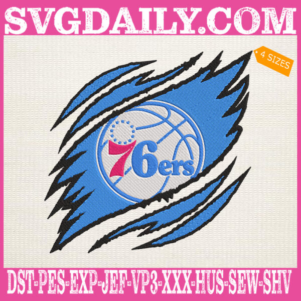 Philadelphia 76ers Embroidery Design, 76ers Embroidery Design, Basketball Embroidery Design, NBA Embroidery Design, Sport Embroidery Design