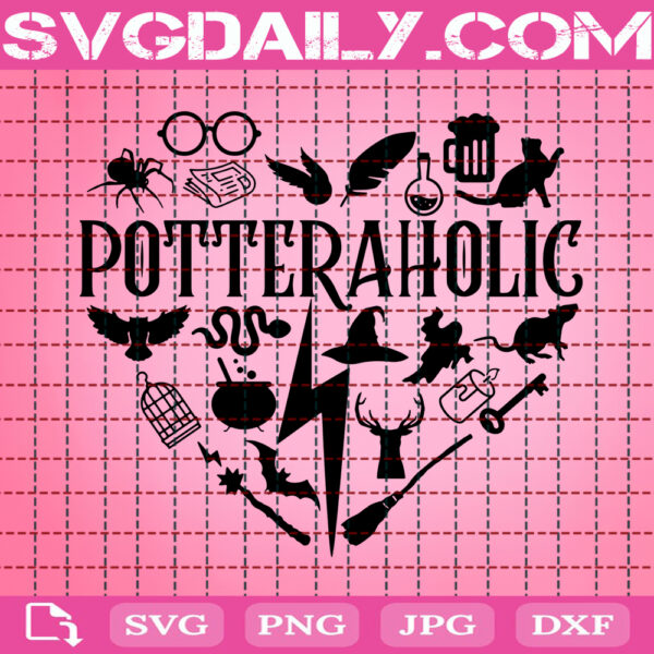 Potteraholic Svg, Potter Svg, Potterholic Svg, Wizard Svg, Wand Svg, Potterholic Wizard Svg, Harry Potter Svg, Svg Png Dxf Eps Instant Download