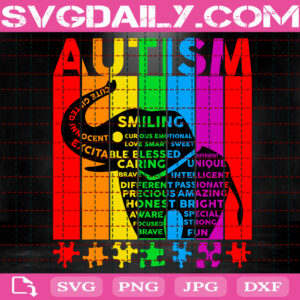 Puzzle Elephant Typography Autism Svg, Autism Svg, Autism Awareness Svg, Autism Puzzle Svg, Autism Elephant Svg, Autism Month Svg, Instant Download