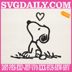Snoopy Love Embroidery Files, Cute Snoopy Embroidery Machine, Snoopy Heart Embroidery Design Instant Download
