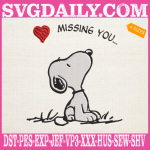 Snoopy Missing You Embroidery Files, Snoopy Cartoon Embroidery Machine, Cute Snoopy Embroidery Design Instant Download