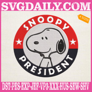 Snoopy President Embroidery Files, Snoopy And Charlie Brown Embroidery Machine, Snoopy Lover Embroidery Design Instant Download