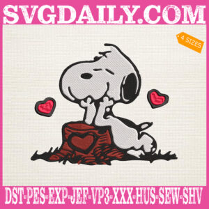 Snoopy Valentine Embroidery Files, Cute Snoopy Embroidery Machine, Snoopy Heart Embroidery Design Instant Download