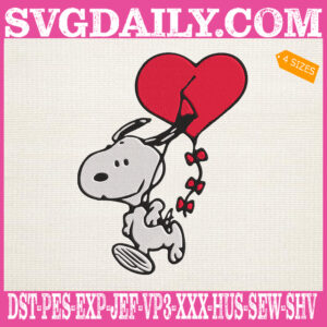 Snoopy Valentine Embroidery Files, Snoopy Love Embroidery Machine, Snoopy Heart Embroidery Design Instant Download