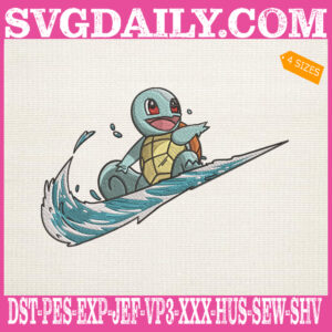 Squirtle Nike Embroidery Design, Pokédex Embroidery Design, Pokemon Go Embroidery Design, Zenigame Embroidery Design, Game Embroidery Design