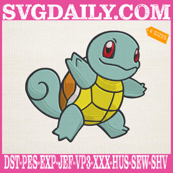 Squirtle Pokemon Embroidery Design, Squirtle Embroidery Design, Pokemon Embroidery Design, Pokedex Embroidery Design, Embroidery Design