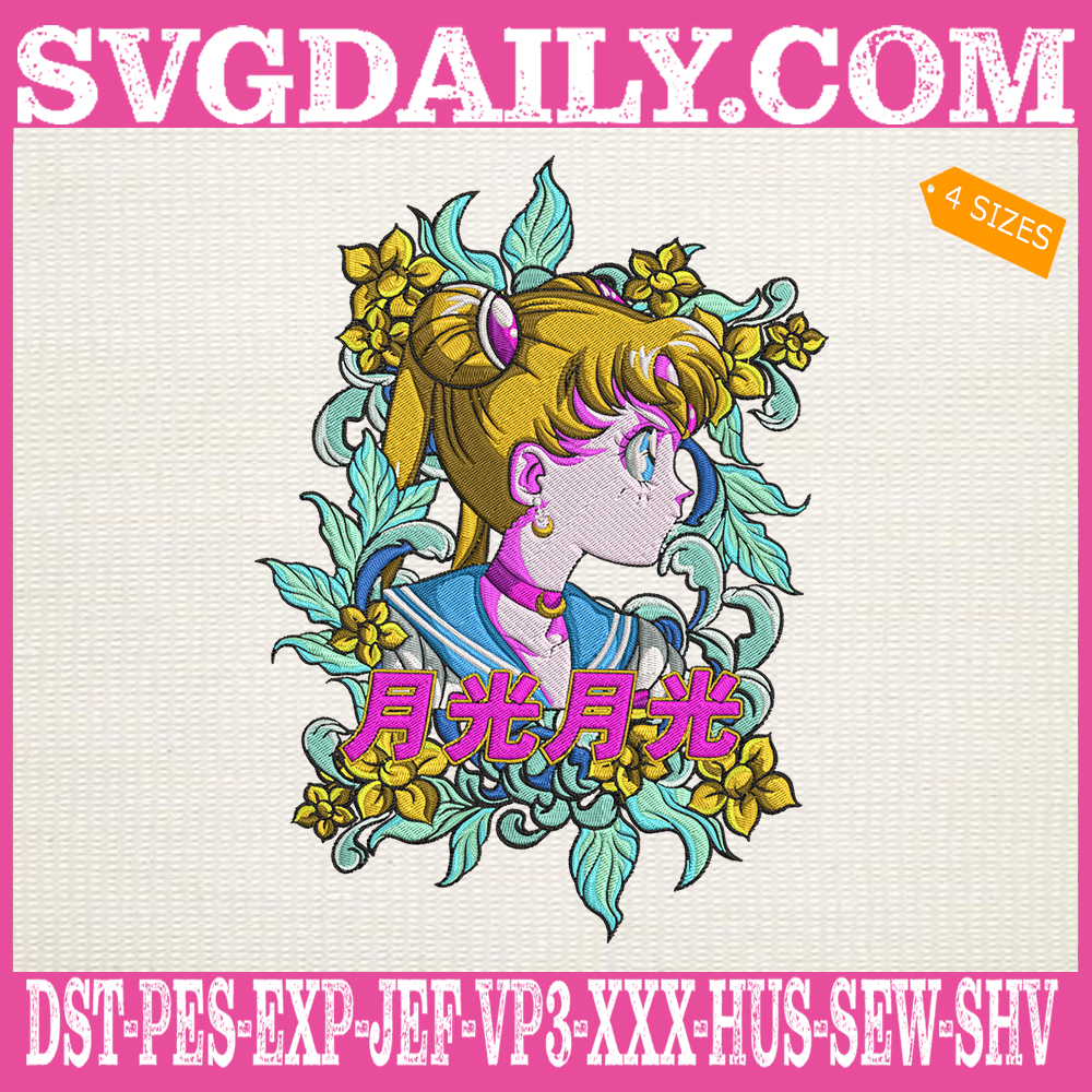 Usagi Tsukino Embroidery Design Sailor Moon Embroidery Design Sailor Floral Embroidery Design Anime Lover Gift Embroidery Design Embroidery Design