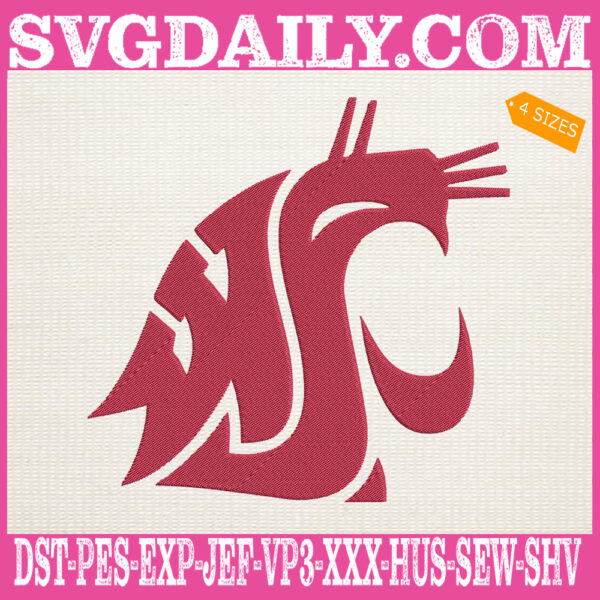 Washington State Cougars Embroidery Machine, Football Team Embroidery Files, NCAAF Embroidery Design, Embroidery Design Instant Download