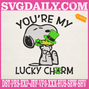 You're My Lucky Charm Snoopy Embroidery Files, Woodstock Leprechaun Embroidery Machine, Lucky Shamrock Embroidery Design Instant Download
