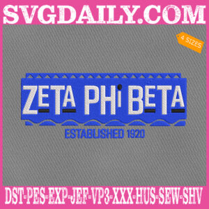 Zeta Phi Beta Established 1920 Embroidery Files, Zeta Phi Beta Established Embroidery Machine, HBCU Embroidery Design